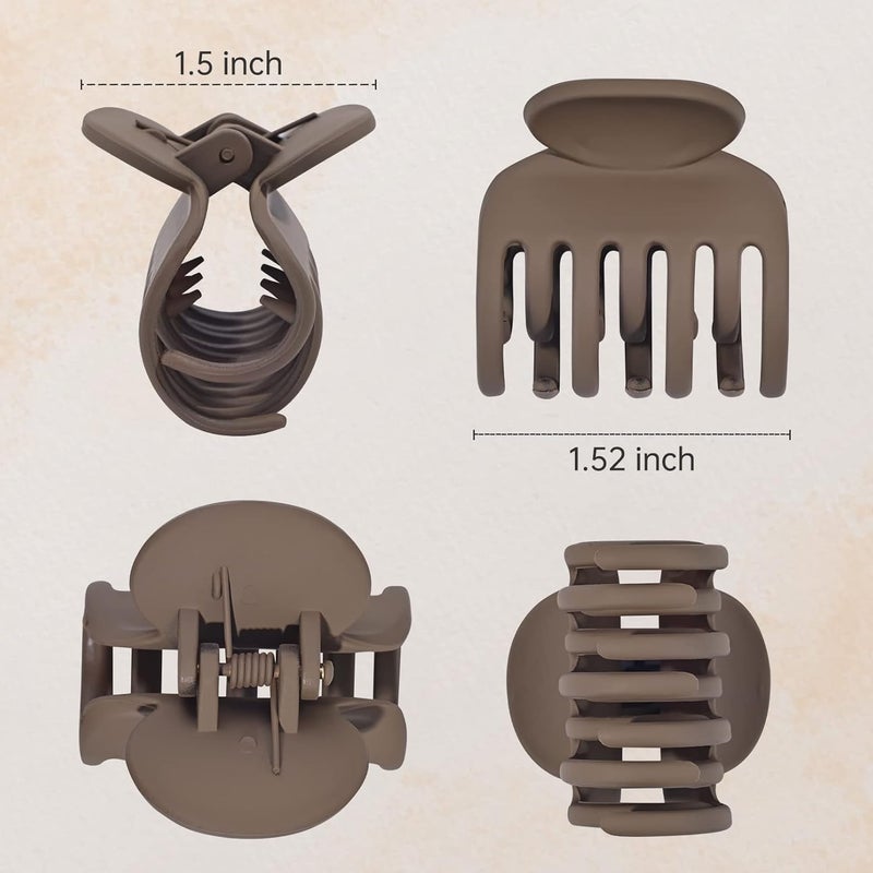 DEEKA Hair Clips Small Claw Clips for Thin Hair 6 Pack Double Row Teeth 1.6" Medium Matte Non-slip Short Hair Accessories for Women and Girls -Brown - Image 4