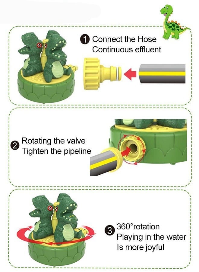 DURKU Dinosaur Shape Water Sprinkler Toy for Kids, Rotating Outdoor Water Fun, 360° Wiggle Spray, No Battery Needed, Universal Hose Fit, Easy Connect and Play - Image 4