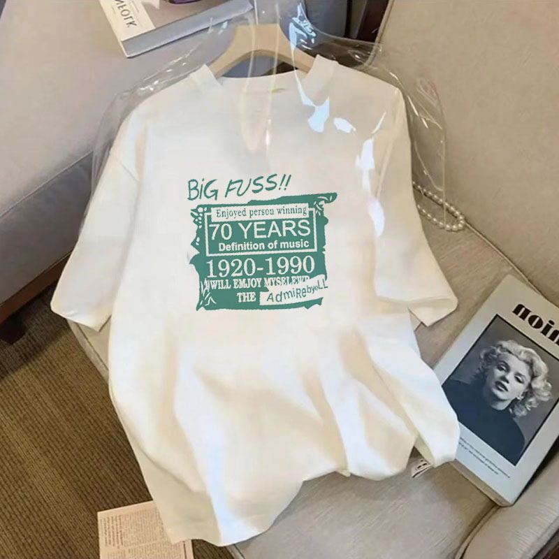 تي شيرت صيفي جديد بأسلوب كوري فضفاض بأكمام قصيرة للنساء، قمة عصرية مطبوعة تناسب جميع الأزياء، ملابس خارجية، تي شيرت موضة 6010 - Image 3