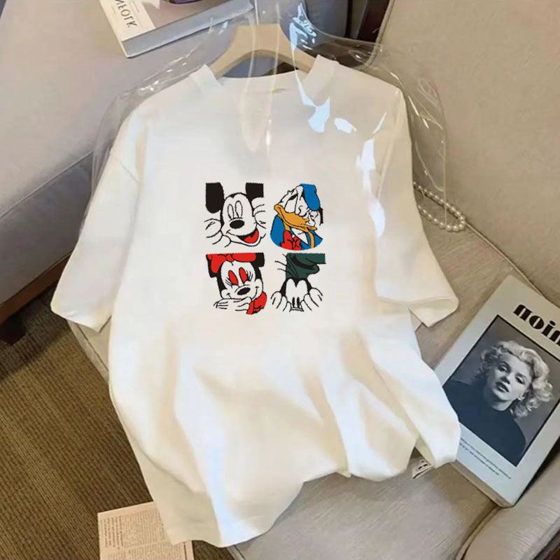 تي شيرت صيفي جديد بأسلوب كوري فضفاض بأكمام قصيرة للنساء، قمة عصرية مطبوعة تناسب جميع الأزياء، ملابس خارجية، تي شيرت موضة 6010 - Image 2