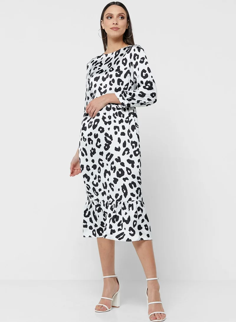 GLAMOROUS Puff Sleeve Printed Dress