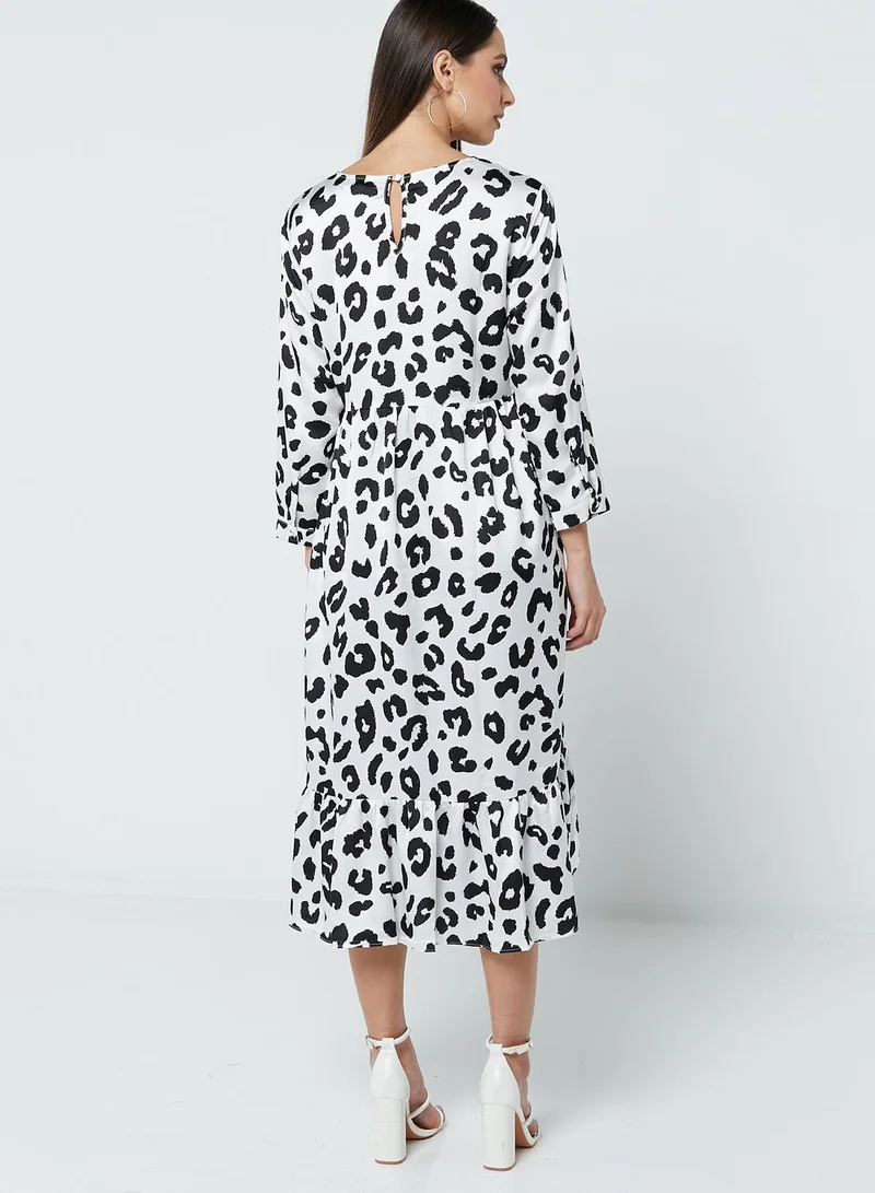 GLAMOROUS Puff Sleeve Printed Dress