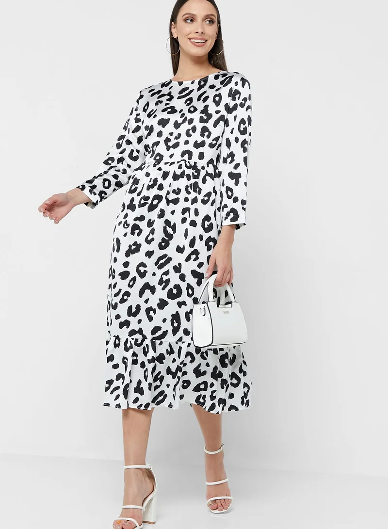 GLAMOROUS Puff Sleeve Printed Dress