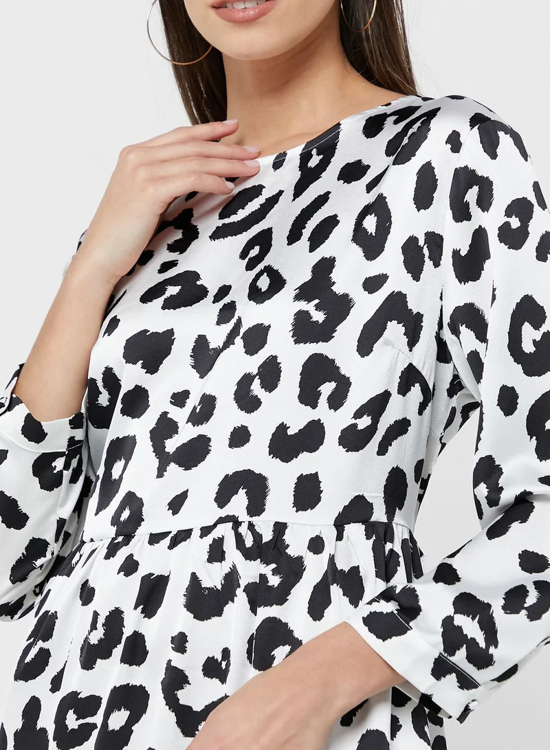 GLAMOROUS Puff Sleeve Printed Dress