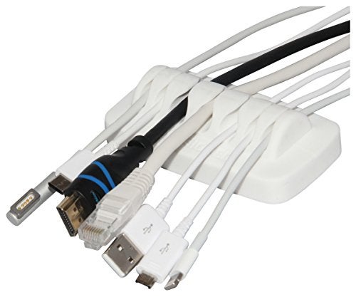 ENVISIONED Heaviest Cable Organizer on The Market! Compact and Weighted Desktop Cord Holder and Cable Organizer, Eco-Friendly Silicone, No Bad Smell, Bundled with 4 Reusable Cable Ties! (White) - Image 1