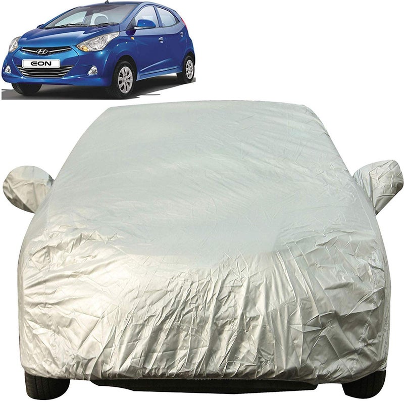 Autofact Waterproof Premium Silver Matty Triple Stitched Car Body Cover with Mirror Pocket for Hyundai Eon - Image 1