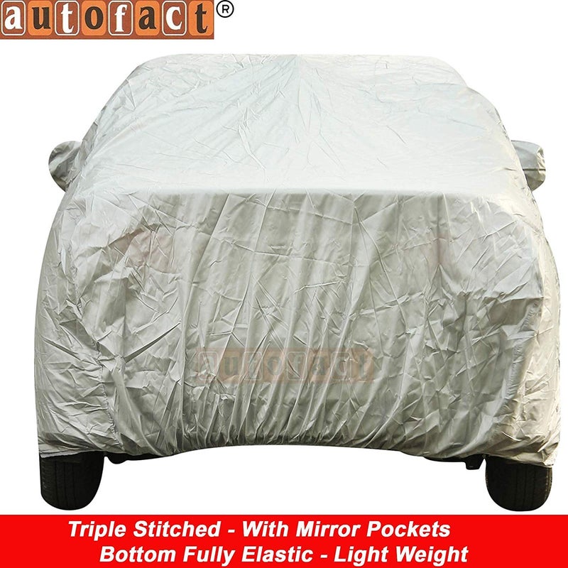 Autofact Waterproof Premium Silver Matty Triple Stitched Car Body Cover with Mirror Pocket for Hyundai Eon - Image 2