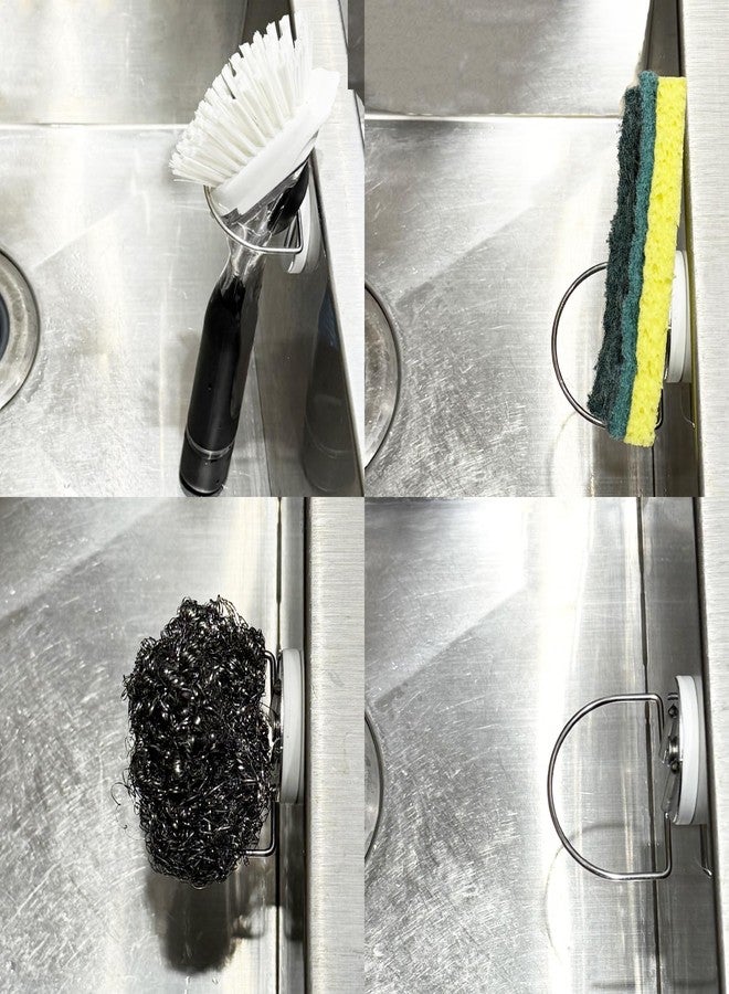 LEVOSHUA Magnetic Dish Wand Holder for Stainless Steel Kitchen Sink, Keep Sponge or Bristle Brush Neat in the Sink, SUS 304 Stainless Steel Dish Sponge Organizer, Silver 1 Pack - Image 2