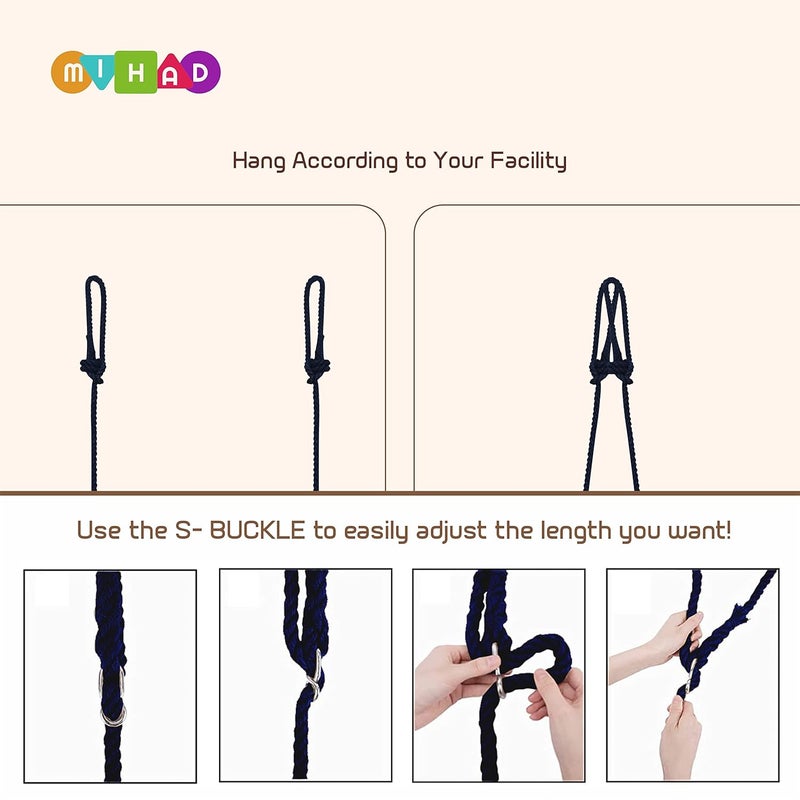 Mihad Wooden Hanging Swing Single Seater Swing IndoorOutdoor Balcony Swing Porch Swing Garden Swing Swing For Living Room For Adults And Kids Up To 100Kg Length Up To 12Ft Width 2Ft 24 Inch - Image 3