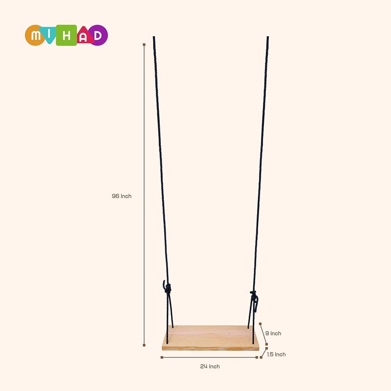 Mihad Wooden Hanging Swing Single Seater Swing IndoorOutdoor Balcony Swing Porch Swing Garden Swing Swing For Living Room For Adults And Kids Up To 100Kg Length Up To 12Ft Width 2Ft 24 Inch - Image 2