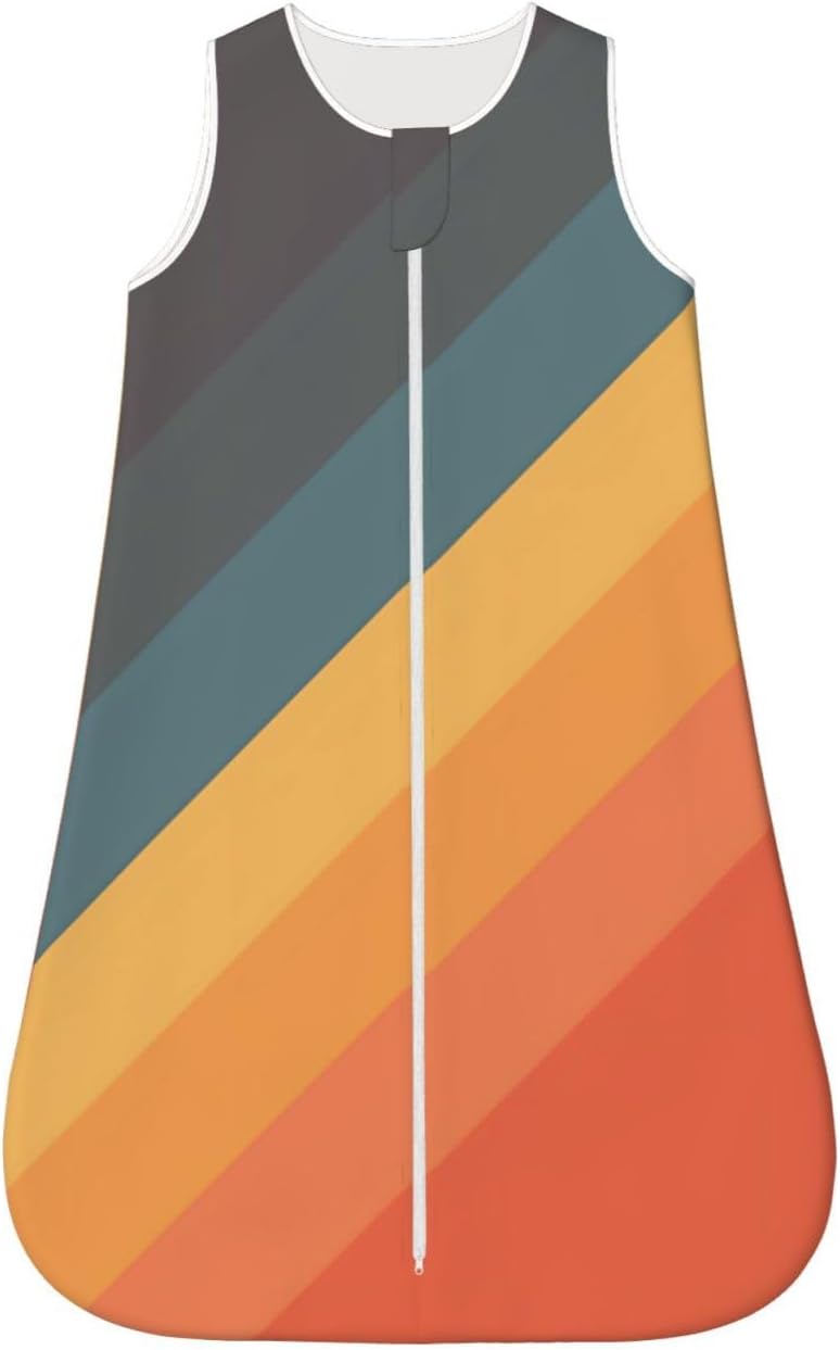 Colorful 70s 80s Retro Striped Stripes Baby Wearable Blanket Infant Boys Girls Sleeping Bags for Newborn Large - Image 1