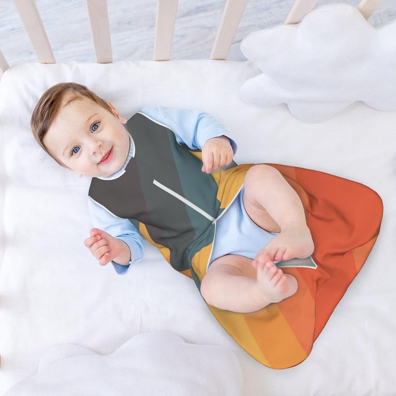 Colorful 70s 80s Retro Striped Stripes Baby Wearable Blanket Infant Boys Girls Sleeping Bags for Newborn Large - Image 3