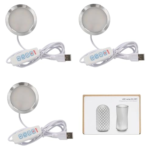 BambooSegD 3PCS LED Lamp Kit 001 Three Colors for Bambu Lab H2S/P2S/P1P/A1 Makerworld for anycubic Makeronline 3D Printer Light DIY Hardware Model Spare Parts 5V USB Powered, 3000K Warm Light - Image 1