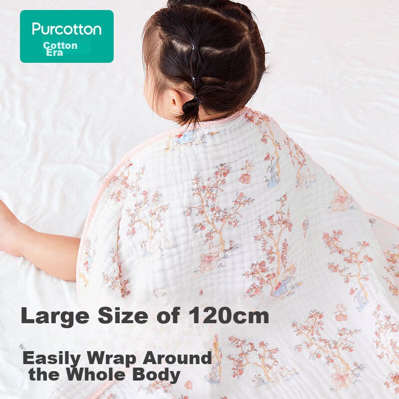 JD Jing Zao PurCotton Baby Bath Towel, Gauze Bath Towel, Pure Cotton Absorbent, Extra Large And Thick, Newborn Baby Blanket, Towel, 105105cm - Image 4