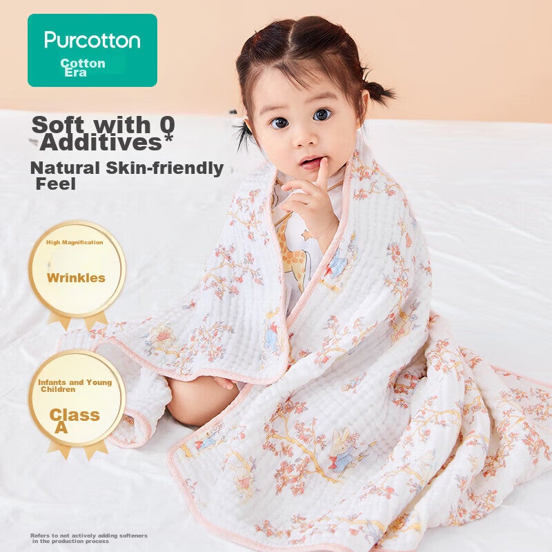 JD Jing Zao PurCotton Baby Bath Towel, Gauze Bath Towel, Pure Cotton Absorbent, Extra Large And Thick, Newborn Baby Blanket, Towel, 105105cm - Image 1