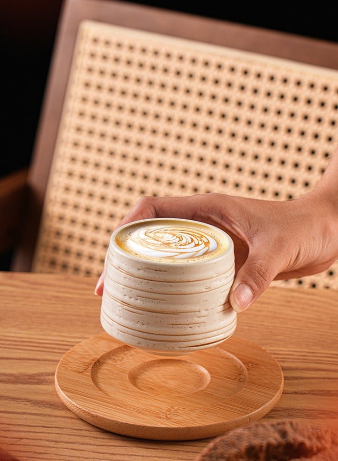 HOOPZOZA 2PCS Ceramic Coffee Cups Tea Cups Espresso Cups Latte 200ml Beige(Without coasters) - Image 2