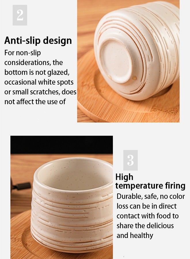HOOPZOZA 2PCS Ceramic Coffee Cups Tea Cups Espresso Cups Latte 200ml Beige(Without coasters) - Image 4