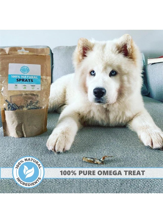 Pets Purest Sprats Dog Treats & Cat Snack - 100% Natural Air-Dried Fish Treat for Dogs, Puppy, Cats, Kitten & Senior. Pure Healthy Grain, Gluten & Lactose Free Hypoallergenic Raw Pet Food (100g) - Image 5