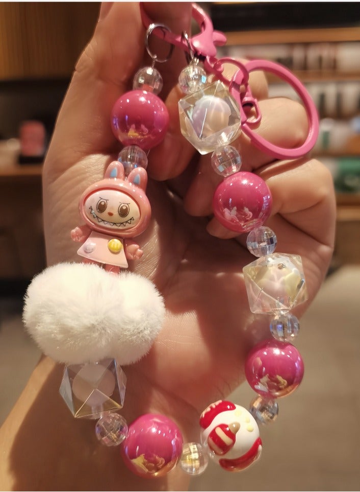 Labubu figurine phone chain bead, keychain, phone case hanging chain, backpack pendant - Image 2