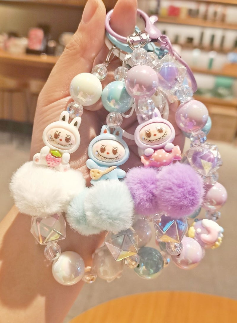 Labubu figurine phone chain bead, keychain, phone case hanging chain, backpack pendant - Image 1