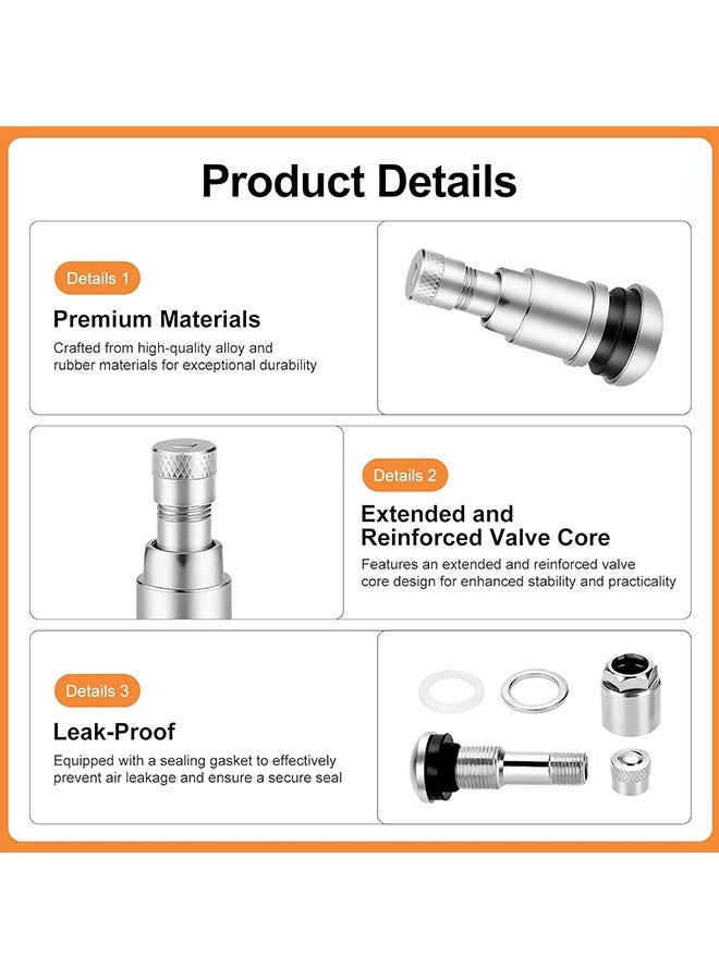 Wffo 4-Piece Universal Car Metal Tyre Valve Stem Cap, High-Pressure Tire Valve Caps Stem Covers for SUVs Cars Bike Motorcycles Trucks Stem Covers（Silver/11.3 mm） - Image 3