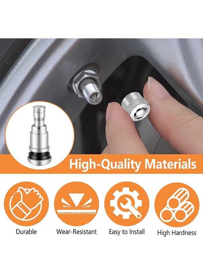 Wffo 4-Piece Universal Car Metal Tyre Valve Stem Cap, High-Pressure Tire Valve Caps Stem Covers for SUVs Cars Bike Motorcycles Trucks Stem Covers（Silver/11.3 mm） - Image 4