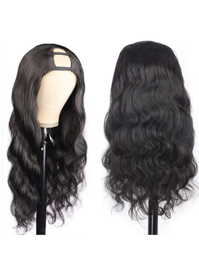 Amella Hair 150% Density U Part Wig Human Hair Brazilian Remy Long Body Wave Human Hair Wigs for Black Women Glueless Natural Black None Lace Front Wig with Middle Part(24inch,Body Wave) - Image 2