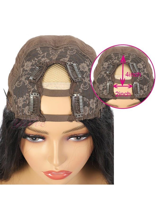 Amella Hair 150% Density U Part Wig Human Hair Brazilian Remy Long Body Wave Human Hair Wigs for Black Women Glueless Natural Black None Lace Front Wig with Middle Part(24inch,Body Wave) - Image 3