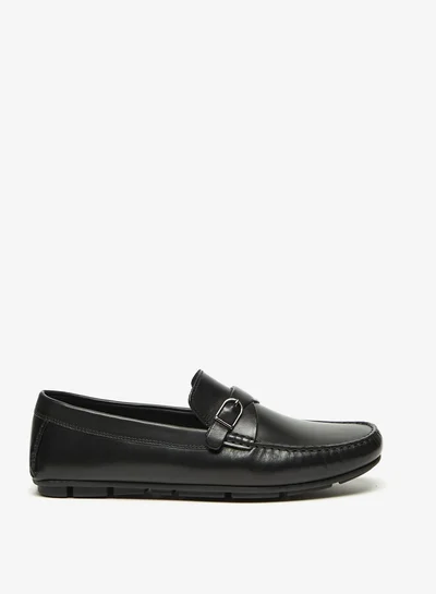 DUCHINI Men Slip-On Moccasins With Buckle Accent