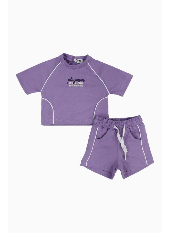 playmore Unisex Baby 2-Piece Outfit Set – Purple - Image 1