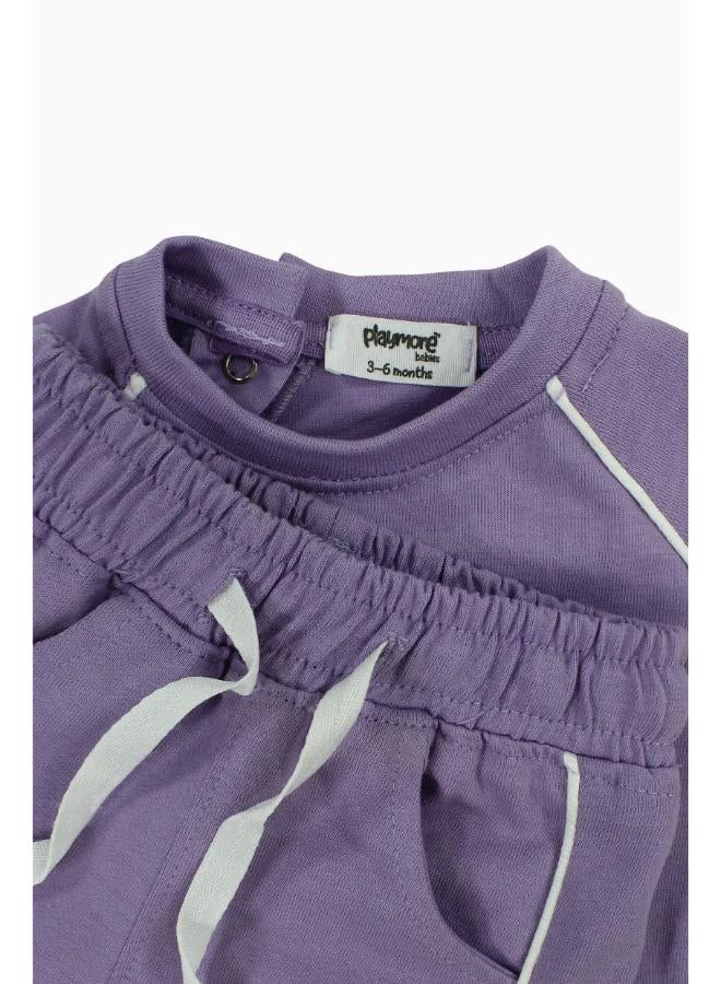 playmore Unisex Baby 2-Piece Outfit Set – Purple - Image 3