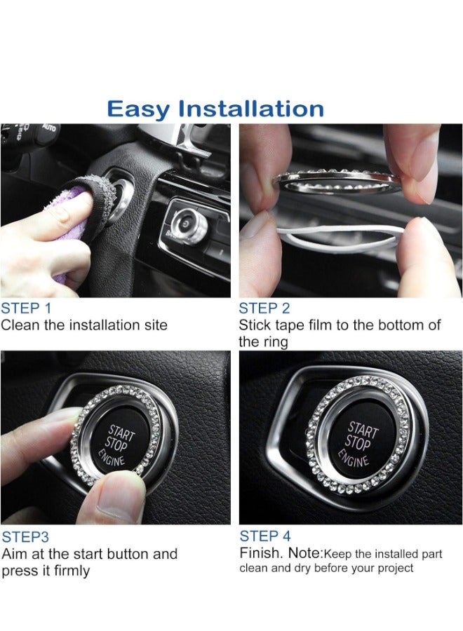 شيبشيب 2 قطعة غطاء زر تشغيل السيارة، حلقة ديكورية لحماية زر الإشعال العام العالمي من الخدوش والخدوش - Image 5