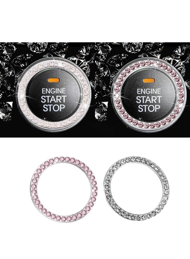 شيبشيب 2 قطعة غطاء زر تشغيل السيارة، حلقة ديكورية لحماية زر الإشعال العام العالمي من الخدوش والخدوش - Image 1