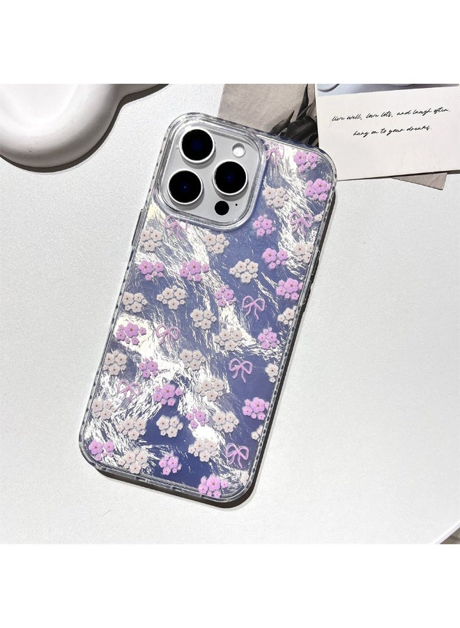 NIBEMINENT Korean Cherry Blossom Bow Protective TPU Case Cover For iPhone 16 Clear - Image 1