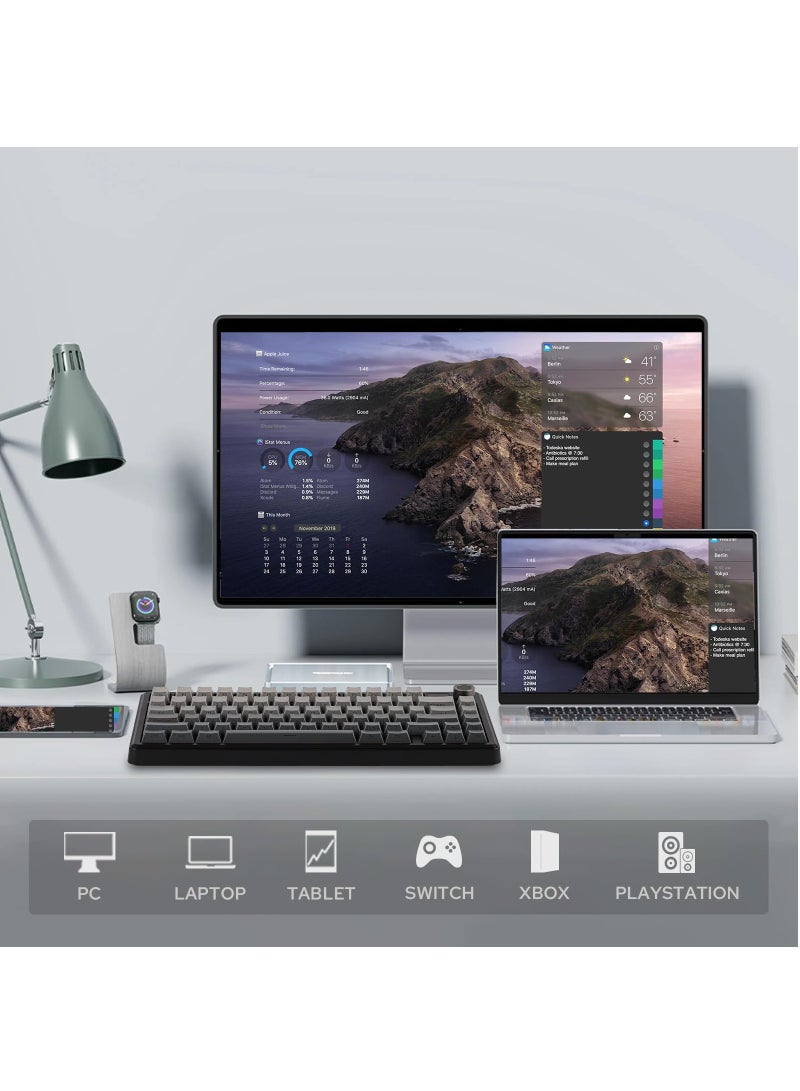 AULA F75 MAX Tri-Mode Wireless Gaming Keyboard, TFT Screen, Knob, Hot Swappable, 2.4GHz/Type-C/BT5.0, Gasket Creamy, for PC/Mac/Office/Gaming  - Image 3