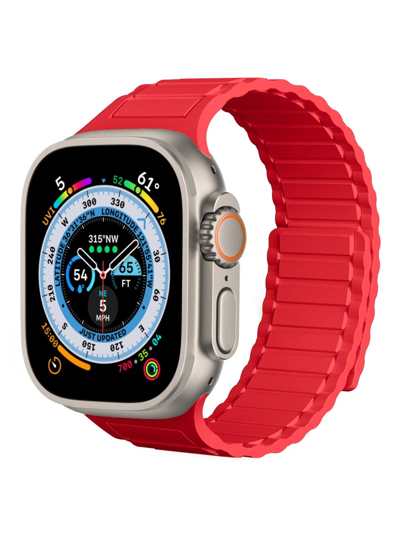 ICARLUS Magnetic Watchband Compatible with Apple Watch for Men 38mm 40mm 41mm 42mm（Series 10） Women Silicone Sport Strong Magnet Strap for iWatch Series 10 9 ULTRA 2 SE 8 7 6 5 4 3 1