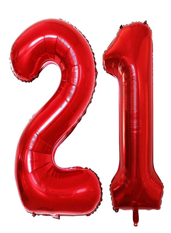 GOER Number 12 Balloons for 12th Birthday Sweet 12 Party Decorations,42 Inch Jumbo Foil Helium 21 Balloons for 21st Birthday Party Decoration (Red) - Image 1