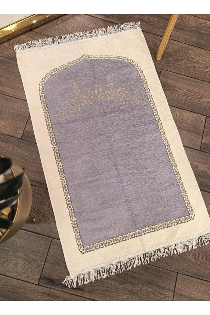 Soft Velvet Prayer Rug - Grey