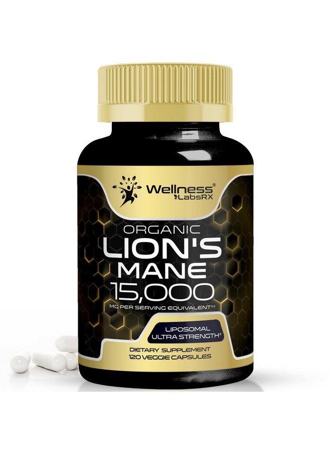 WELLNESS LABSRX Lions Mane Supplement Capsules - 120 Count - Mushroom Supplement, Brain Supplements for Memory and Focus, Lion's Mane Mushroom Capsules Organic - Cognitive and Immune Support, Focus Supplement - Image 1