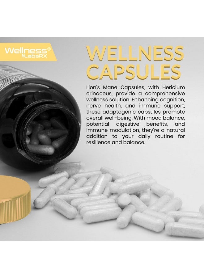 WELLNESS LABSRX Lions Mane Supplement Capsules - 120 Count - Mushroom Supplement, Brain Supplements for Memory and Focus, Lion's Mane Mushroom Capsules Organic - Cognitive and Immune Support, Focus Supplement - Image 4