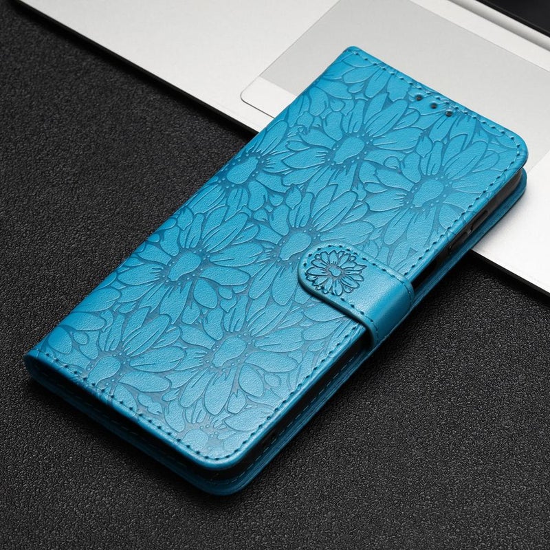 BURAQ Case Cover For Samsung Galaxy A72 Daisy Embossed Leather Phone Case(Blue) - Image 5