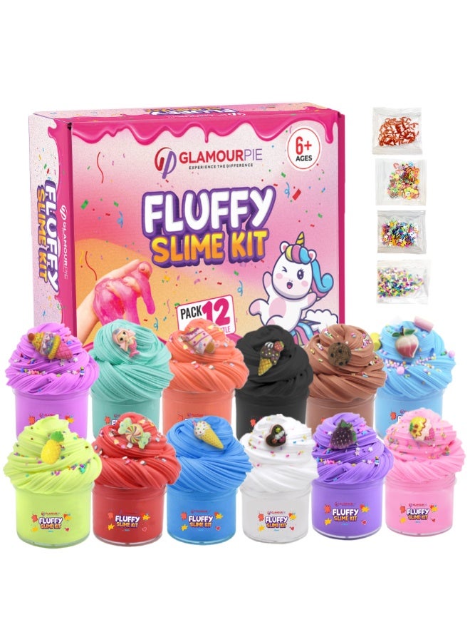 GlamourPie 1200ML Butter Slime Kit for Kids – Scented & Non-Sticky Cloud Slime with Charms – Soft, Glossy, and Stretchy DIY Toy for Girls & Boys – Fun Birthday Gift & Party Favor – 12 Pack 100ML Each - Image 1