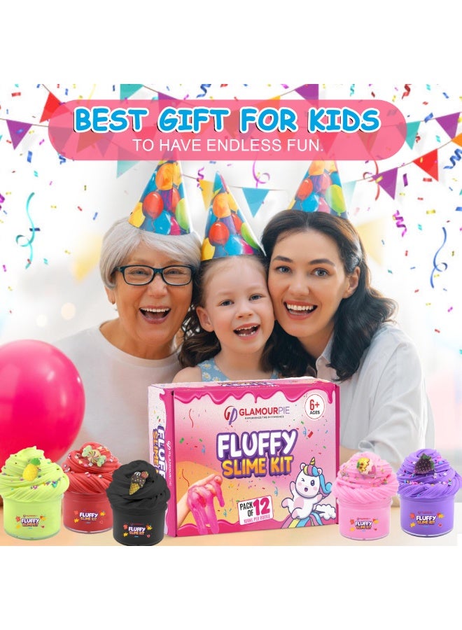 GlamourPie 1200ML Butter Slime Kit for Kids – Scented & Non-Sticky Cloud Slime with Charms – Soft, Glossy, and Stretchy DIY Toy for Girls & Boys – Fun Birthday Gift & Party Favor – 12 Pack 100ML Each - Image 4