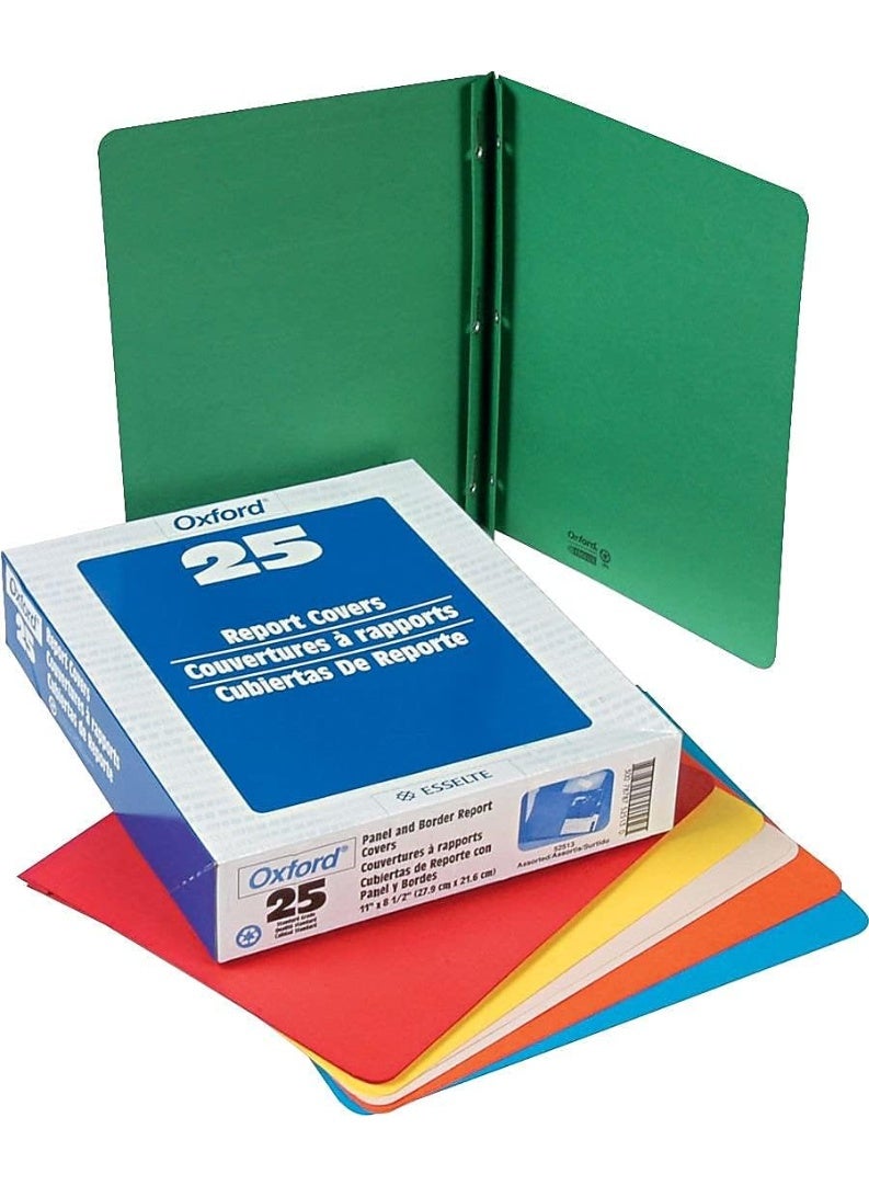 Oxford Oxford Title Panel and Border Front Report Covers, Assorted Colors, Letter Size, 25 per Box, (52513) - Image 2