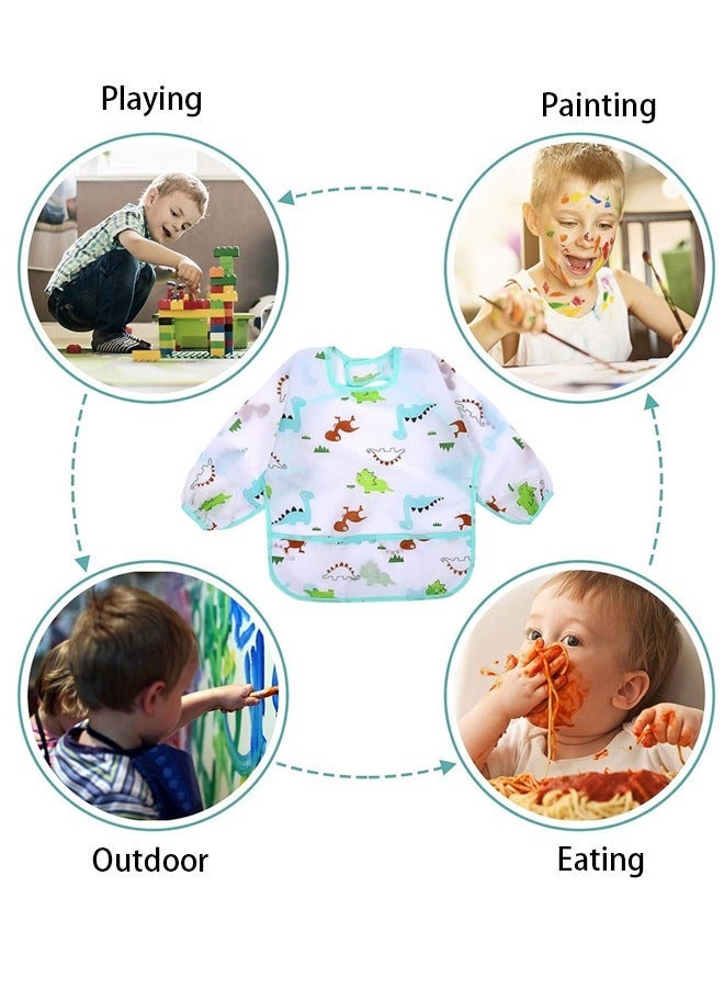 3 Pack Baby Long Sleeve Bibs - Toddler Feeding Waterproof Bibs with Pocket - Infant Smock for Eating, Painting, Playing, Travel - Image 4