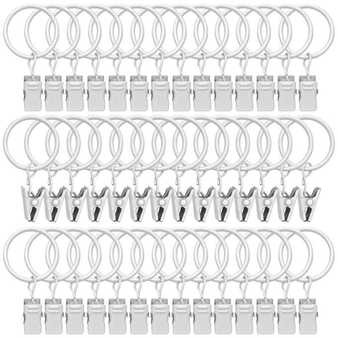 42 PACK CURTAIN RINGS WITH CLIPS 126 INTERIOR DIAMETERMETAL DRAPERY RING WITH CLIPS COMPATIBLE WITH UP TO 1 INCH DRAPERY RODSTRONG VINTAGE DECORATIVE RUSTPROOF DRAPERY RING WITH HOOKSWHITE