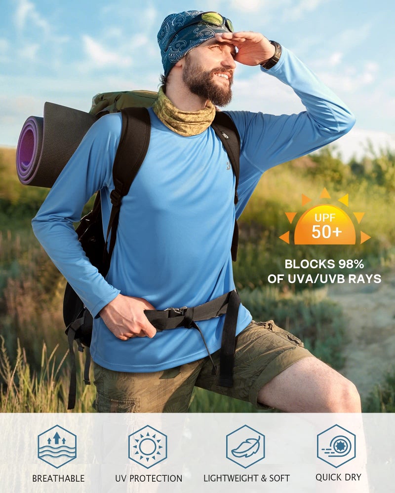 Roadbox Mens UPF 50+ UV Sun Protection Shirts Outdoor Long Sleeve SPF Diving Rash Guard for Fishing Hiking Swimming - Image 3