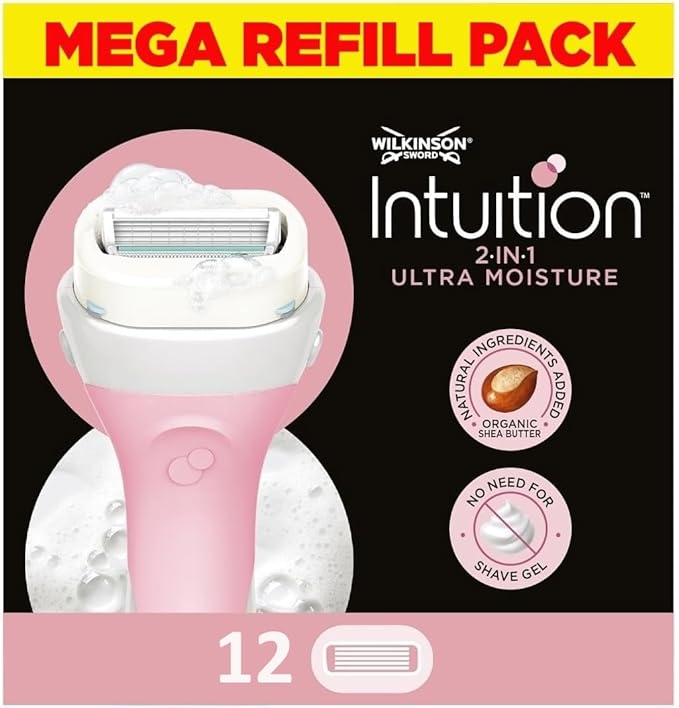 WILKINSON SWORD Intuition Ultra Moisture Blades For Women No Shave Gel Needed Pack of 3 Razor Blade Refills - Image 1