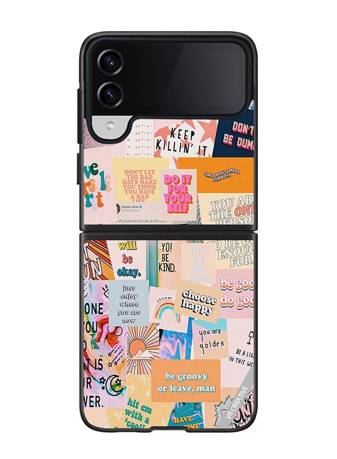 VR CREATIVE Protective Case Cover For Samsung Galaxy Z Flip4 Multiple Quotes Design Multicolour - Image 1