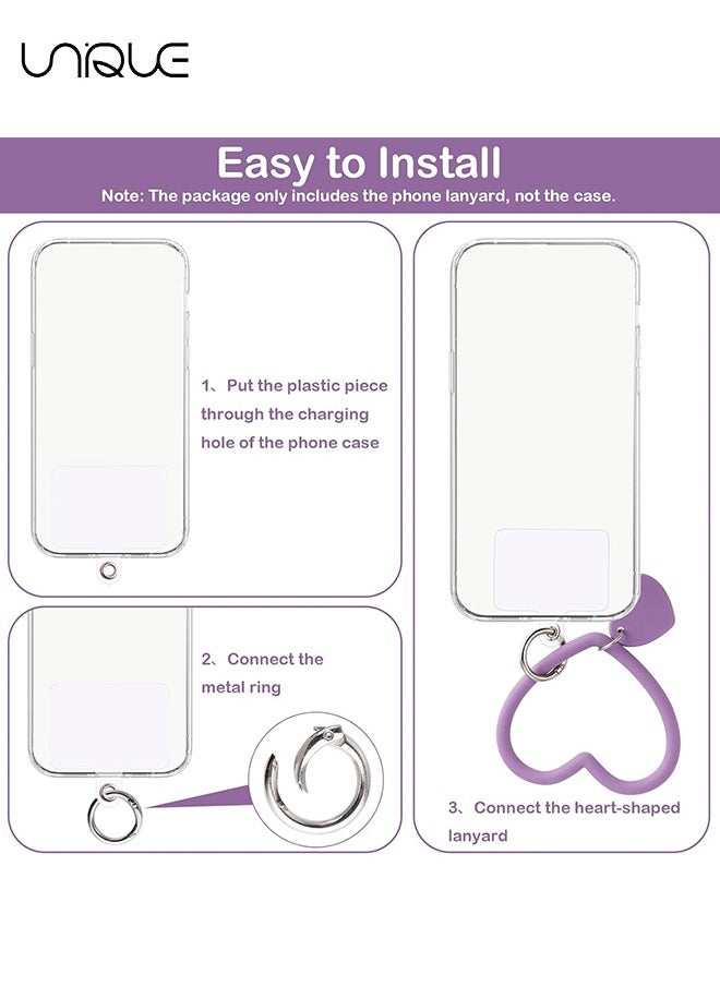 Unique Heart Loop Phone Lanyard with Key Chain Holder, Versatile & Comfortable Smartphone Wrist Strap, Ideal for Outdoor Activities, Compatible with Most Smartphones, 4packs Back Patch Included  - Image 5